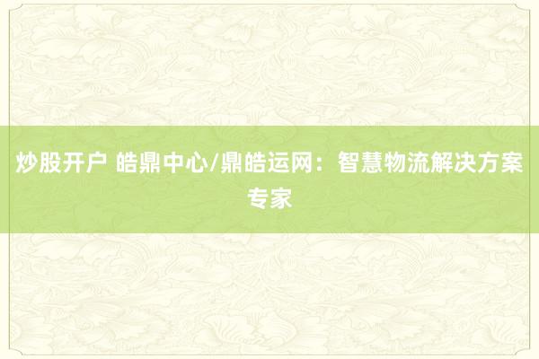炒股开户 皓鼎中心/鼎皓运网：智慧物流解决方案专家