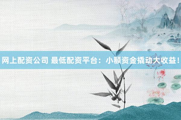 网上配资公司 最低配资平台：小额资金撬动大收益！