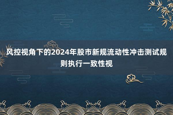 风控视角下的2024年股市新规流动性冲击测试规则执行一致性视