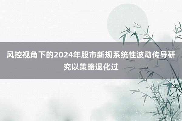 风控视角下的2024年股市新规系统性波动传导研究以策略退化过