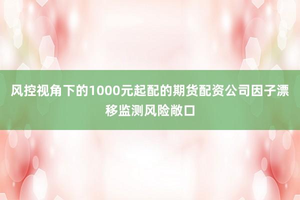 风控视角下的1000元起配的期货配资公司因子漂移监测风险敞口