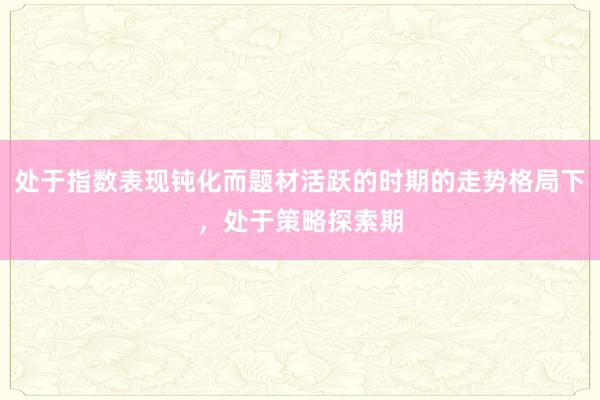 处于指数表现钝化而题材活跃的时期的走势格局下，处于策略探索期