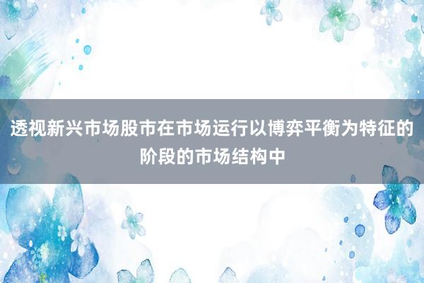 透视新兴市场股市在市场运行以博弈平衡为特征的阶段的市场结构中
