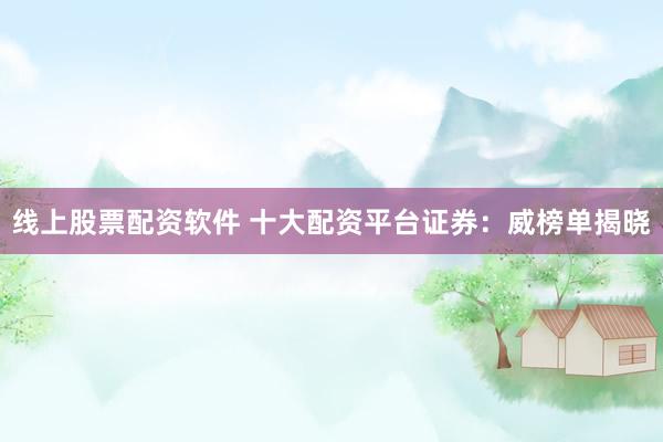 线上股票配资软件 十大配资平台证券：威榜单揭晓